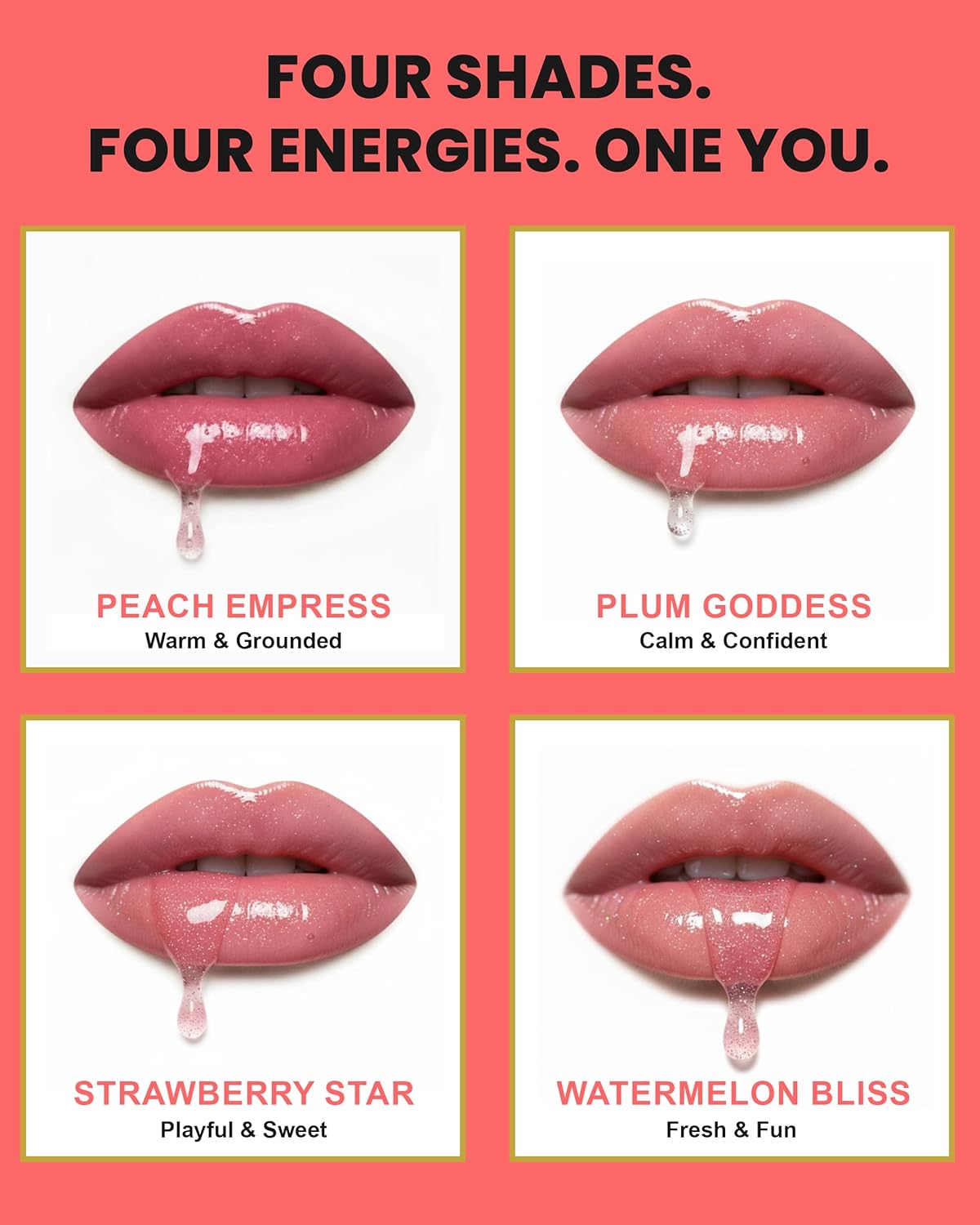 DivineDiva Lip Oil - Hydrating & Moisturizing High-Shine Gloss with Hyaluronic, Coconut & Argan Oils | Vegan Peach Empress