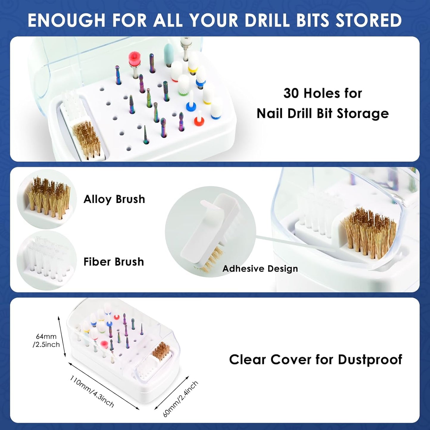 Depvko 21pcs Nail Drill Bits Sets, 3/32 Inch Cuticle Electric Nail File and Ceramic Acrylic Gel Nail Bit Kit, Acrylic Nail Art Tools, Carbide Remover Bits for Manicure Pedicure, Home Salon