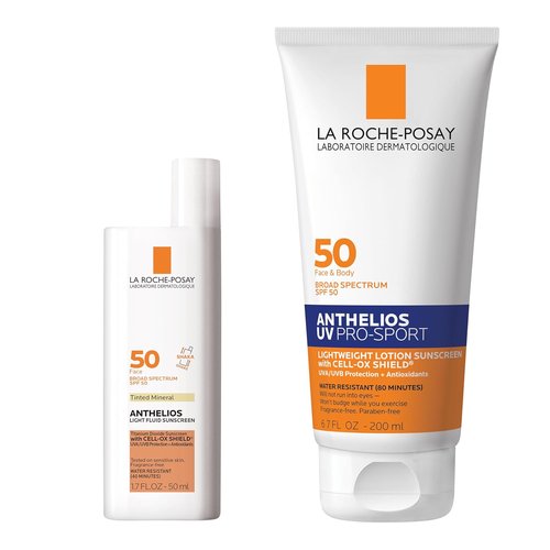 La Roche-Posay Anthelios Tinted Sunscreen SPF 40+ & UV Pro-Sport Sunscreen SPF 50 - Daily Body & Face Protection