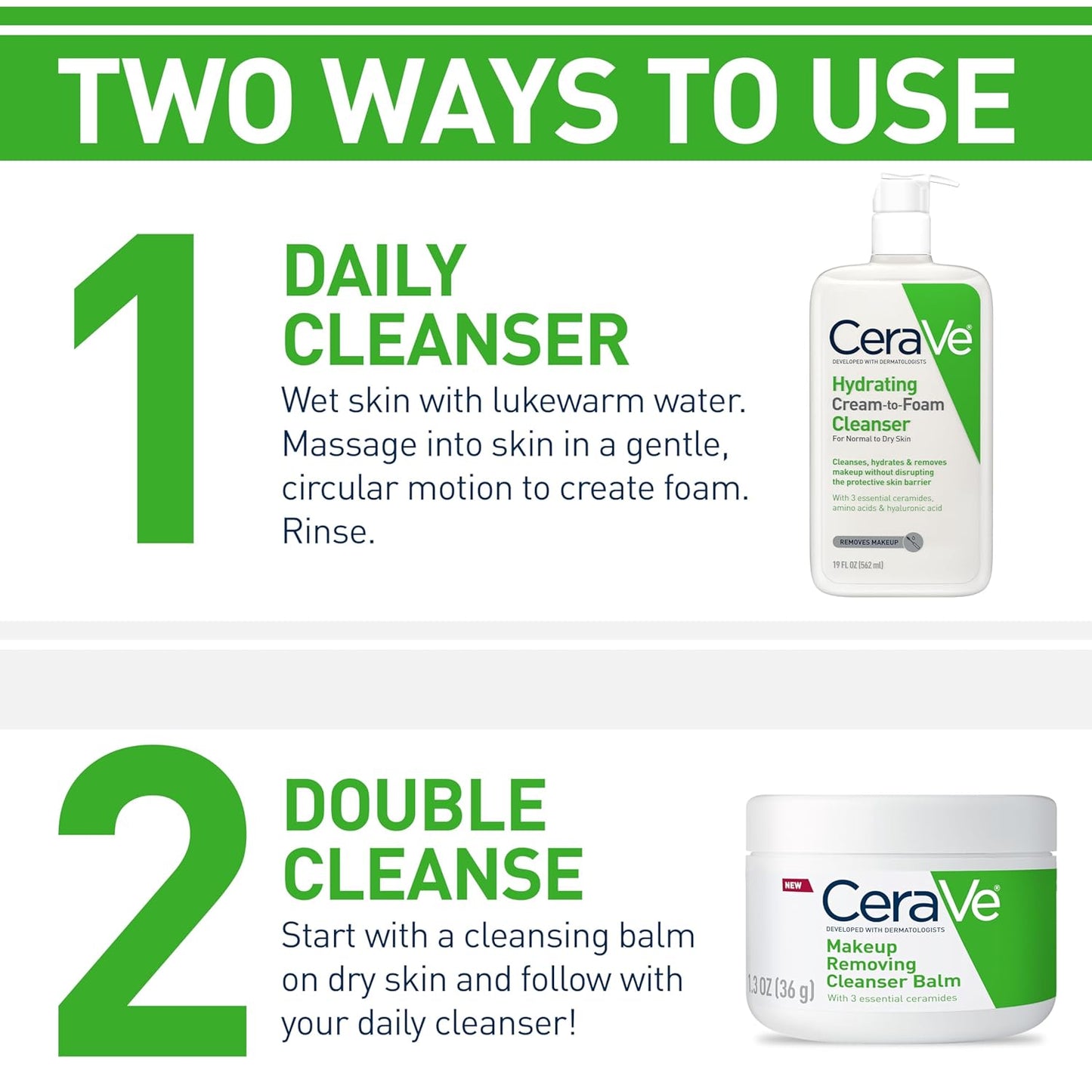 CeraVe Hydrating Foam Cleanser - Gentle Makeup Remover for Dry Skin | 19 Fl Oz, Fragrance-Free