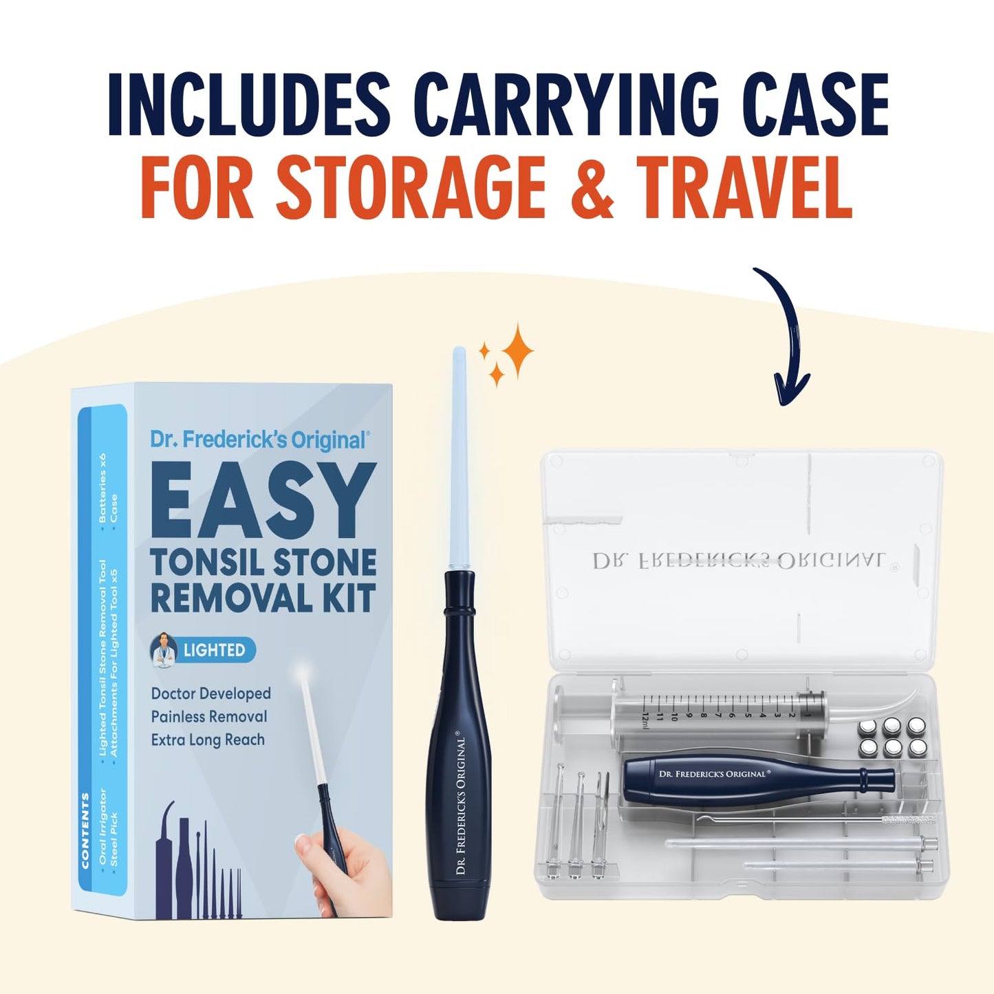 Dr. Frederick’s Original Easy Tonsil Stone Remover Kit - Fast Painless Tonsillolith Removal Tool - Fight Bad Breath - Pick and Oral Irrigator - 8 Pieces