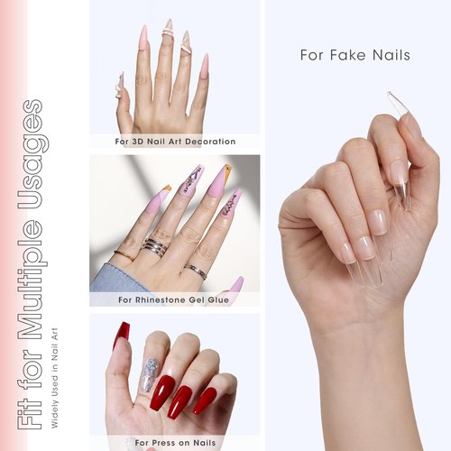 Gellen Solid Nail Glue Gel for False Nail Tips, Huge Capacity 15g Press on Solid Acrylic Nail Glue Gel for Salon Art DIY at Home, Need UV Light Cured