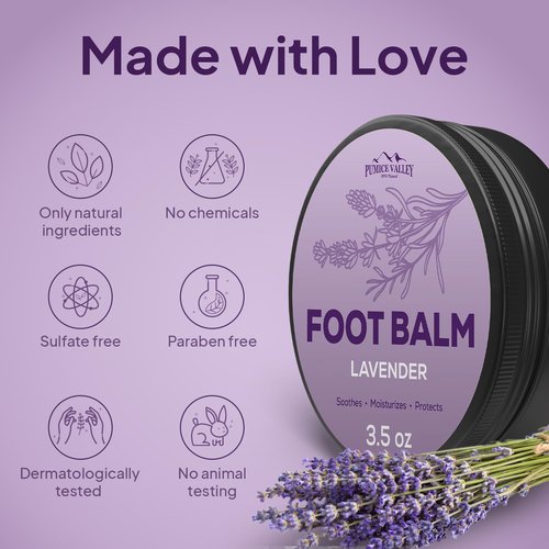 Pumice Valley Foot Balm - Natural Moisturizer for Dry, Cracked Heels & Feet | Lavender 3.5 Oz