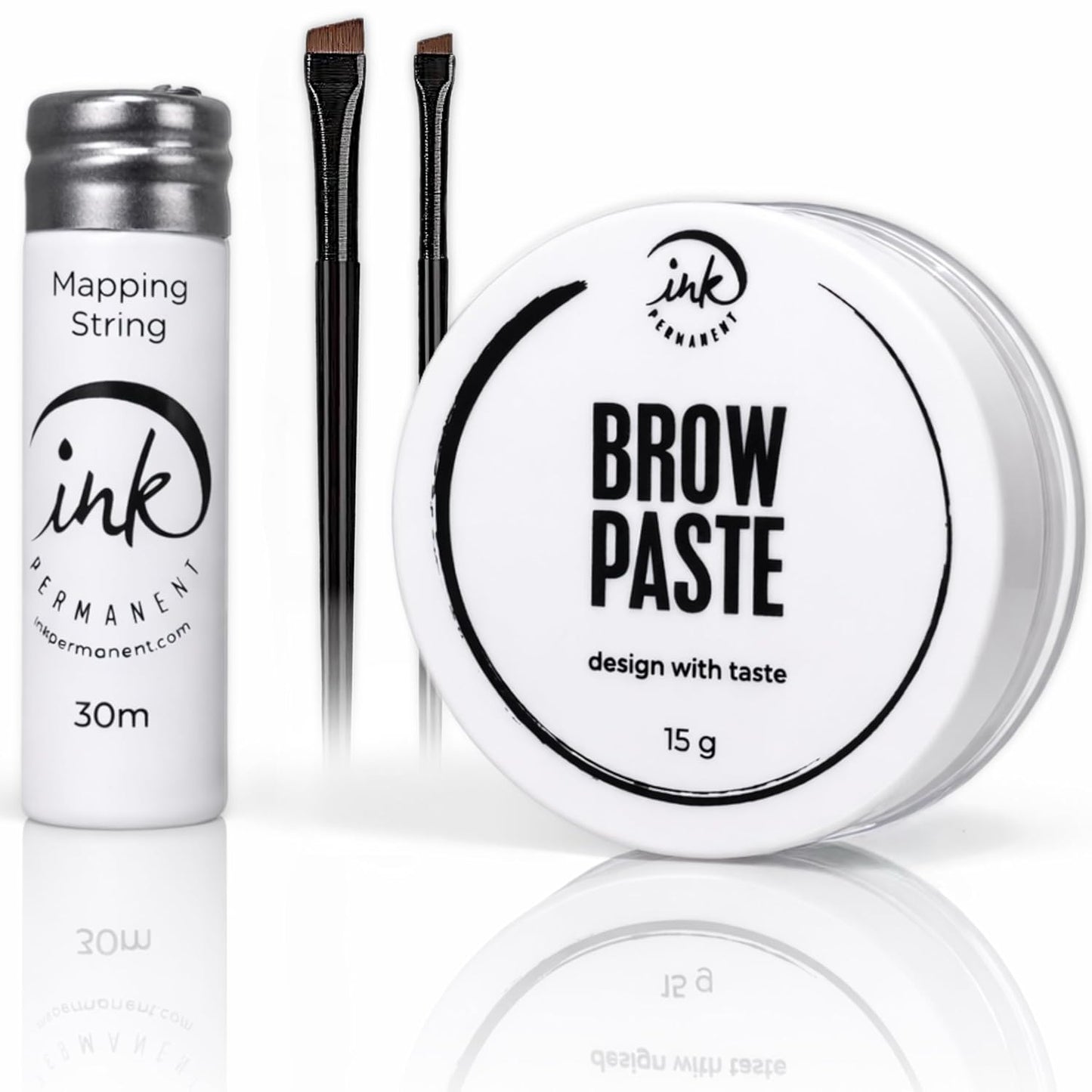 Skiennix Brow Mapping Kit - White Brow Paste 15g, 30m Mapping String & 2 Eyebrow Brushes for Microblading
