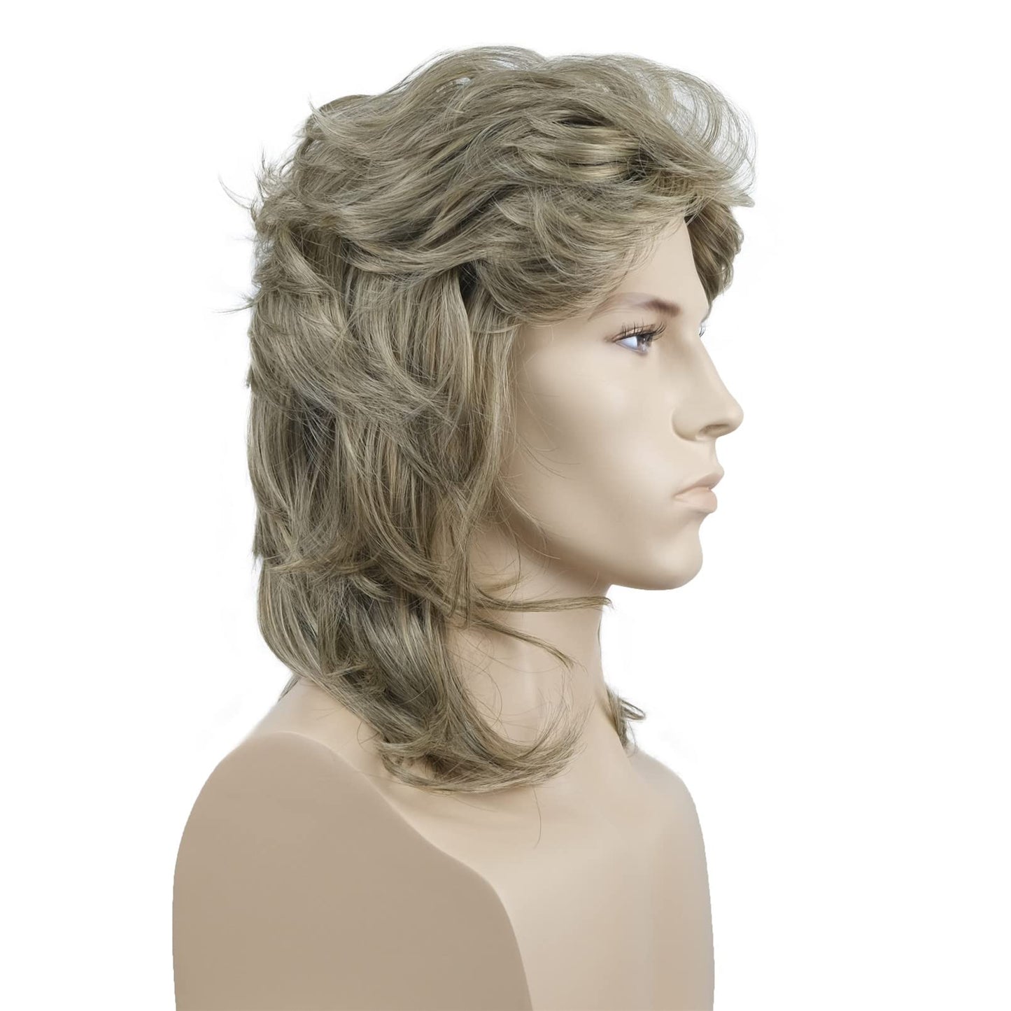 Aimole Mens Wig Retro 70s 80s Costumes Fancy Party Disco Rocker Punk Halloween (Grey Gold)