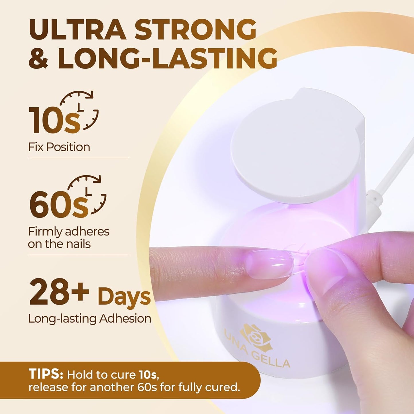 UNA GELLA Gel Nail Glue, Solid Nails Gl ue Gel 40g Lamp Curing Needed Soak Off G LUE Strong Nail G LUE G el for Acrylic Fake Nails Tips Extension Press On Nails for Gelly Tips