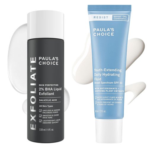 Paula's Choice BHA Liquid Exfoliant - 2% Salicylic Acid for Enlarged Pores | RESIST Daily Hydrating Moisturizer with SPF 50