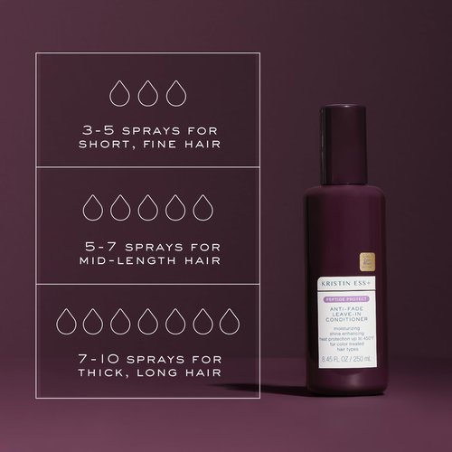 Kristin Ess+ Anti-Fade Moisturizing Leave-in Conditioner w/UV Color Shield & Peptides for Prolonged Color Vibrancy, Lightweight, Anti Frizz Heat Protectant - Sulfate & Paraben Free, Vegan, 8.45 fl oz