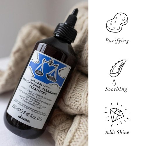 Davines Naturaltech Rebalancing Cleansing Treatment - Oil Control & Normalizing for Oily Scalp | 8.45 Fl Oz
