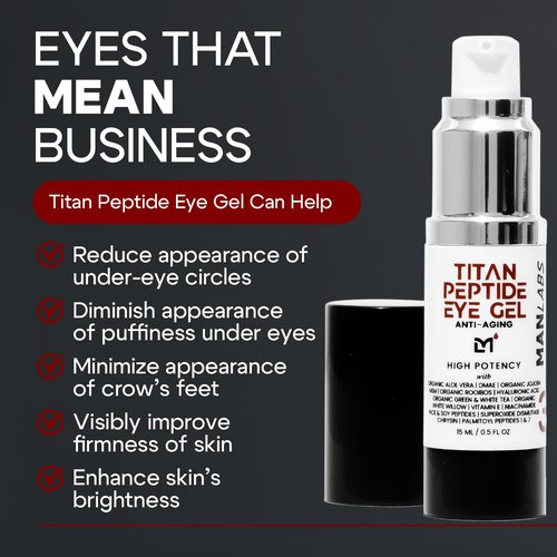 Man Labs Titan Peptide Cooling Eye Serum - Anti-Aging Eye Cream for Men | Reduces Dark Circles & Puffiness