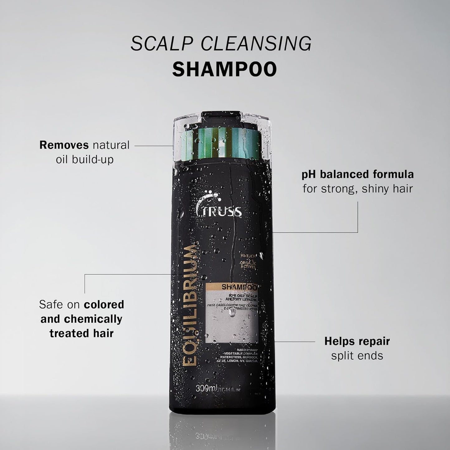 TRUSS Equilibrium Shampoo for Oily Hair - Balances Oily Scalp & Dry Ends - Hydrating Formula | 10.14 oz