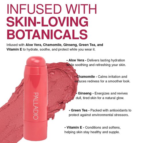 Palladio I'm Blushing 2-in-1 Cheek and Lip Tint - Buildable Hydrating Cream Blush in Sweetheart