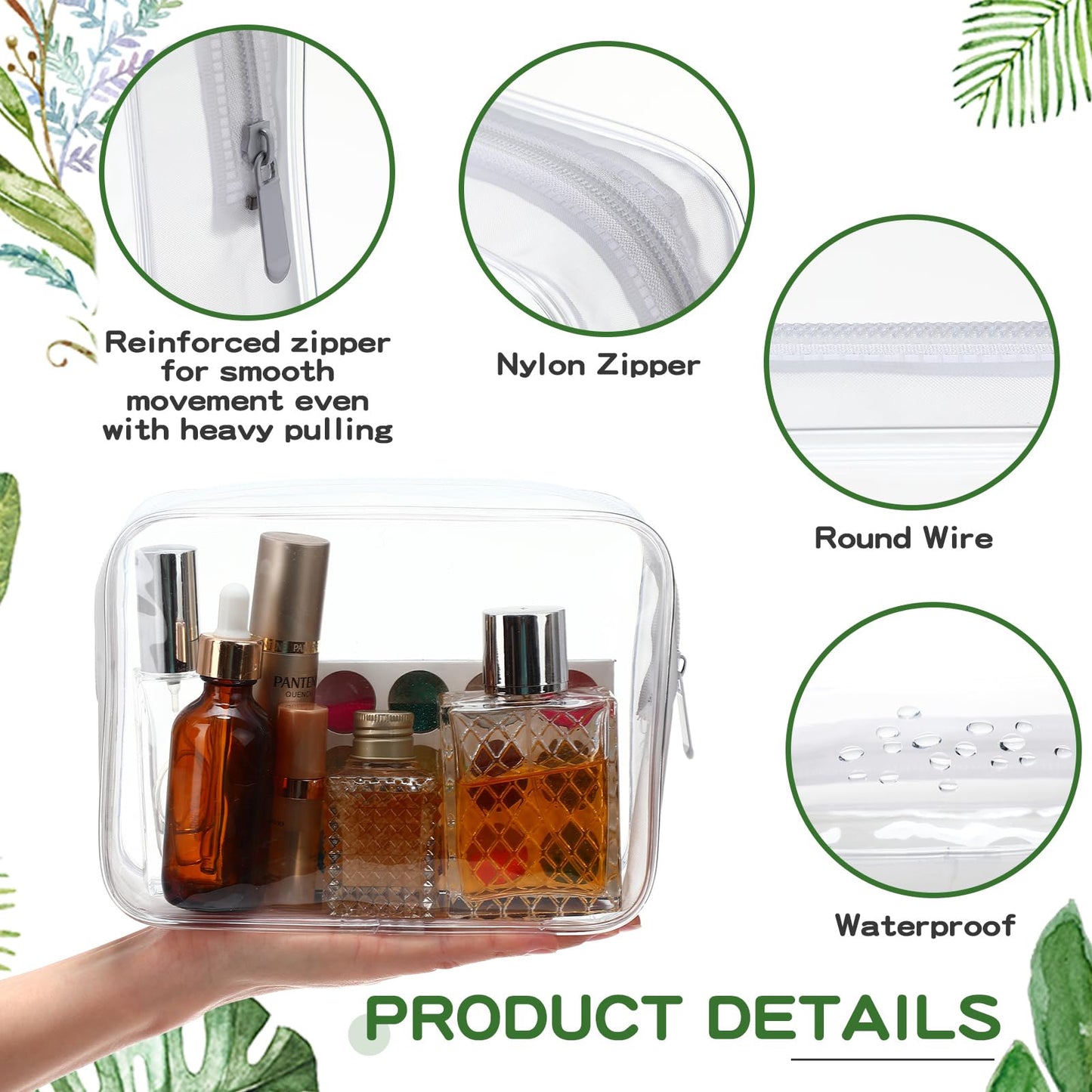 Weewooday 12 Pieces Clear Cosmetics Bag PVC Zippered Clear Toiletry Carry Pouch Cosmetic Makeup Bag Waterproof Makeup Vinyl Plastic Organizer Case for Vacation Bathroom(Matte White,Large)