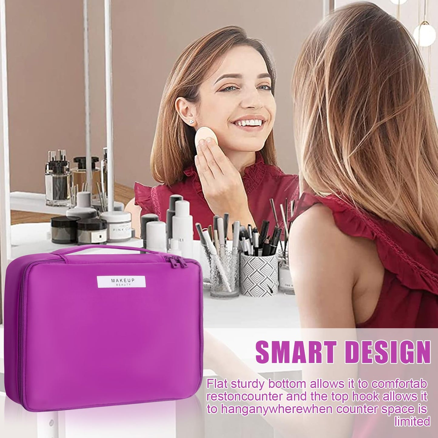 Travel Makeup Bag Cosmetic Bag Makeup Bag Toiletry bag for women and men (Deep purple)