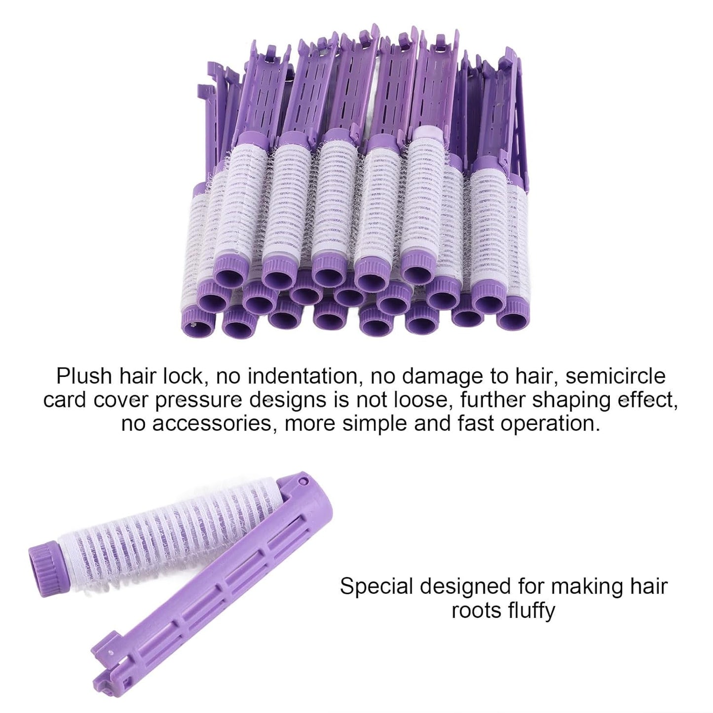 Skiennix Fluffy Korean Perming Rod Rollers - 20pcs Hair Curling Kit for DIY Root Perm | Purple