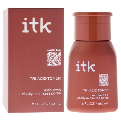 ITK Tri-Acid Facial Toner - Exfoliate & Minimize Pores with AHA, BHA, PHA + Niacinamide | 5 Fl Oz