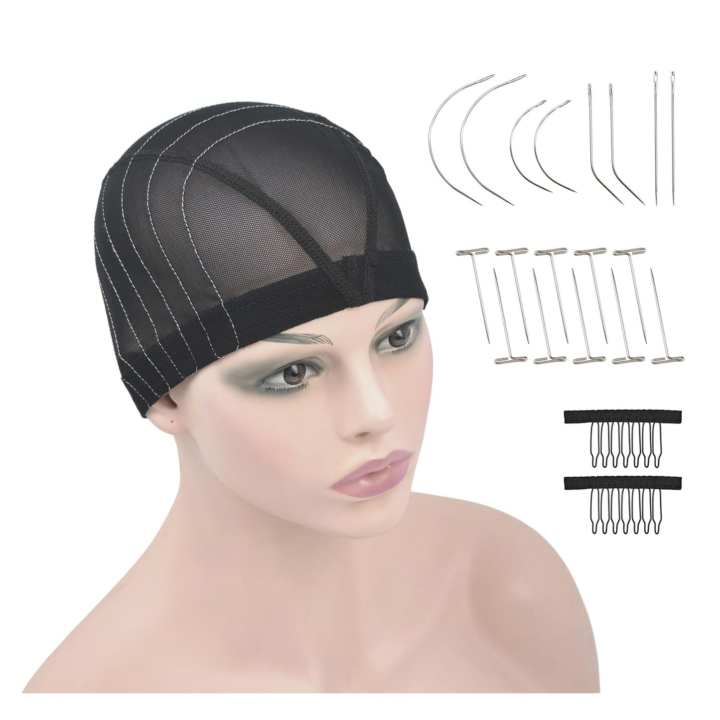 Mesh Dome Caps Wig Cap with Guideline Map for Wig Making Stretchable Wig Caps for Beginners Making Wigs (13x4 M)
