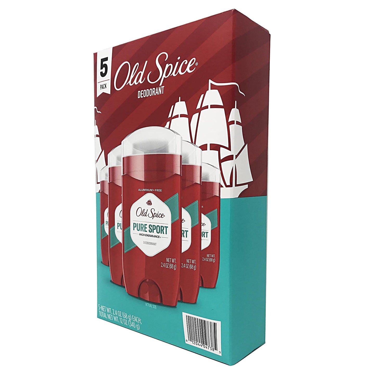 Old Spice Mens Pure Sport High Endurance 5 Pack Deoderant Sticks, (2.4 oz each)
