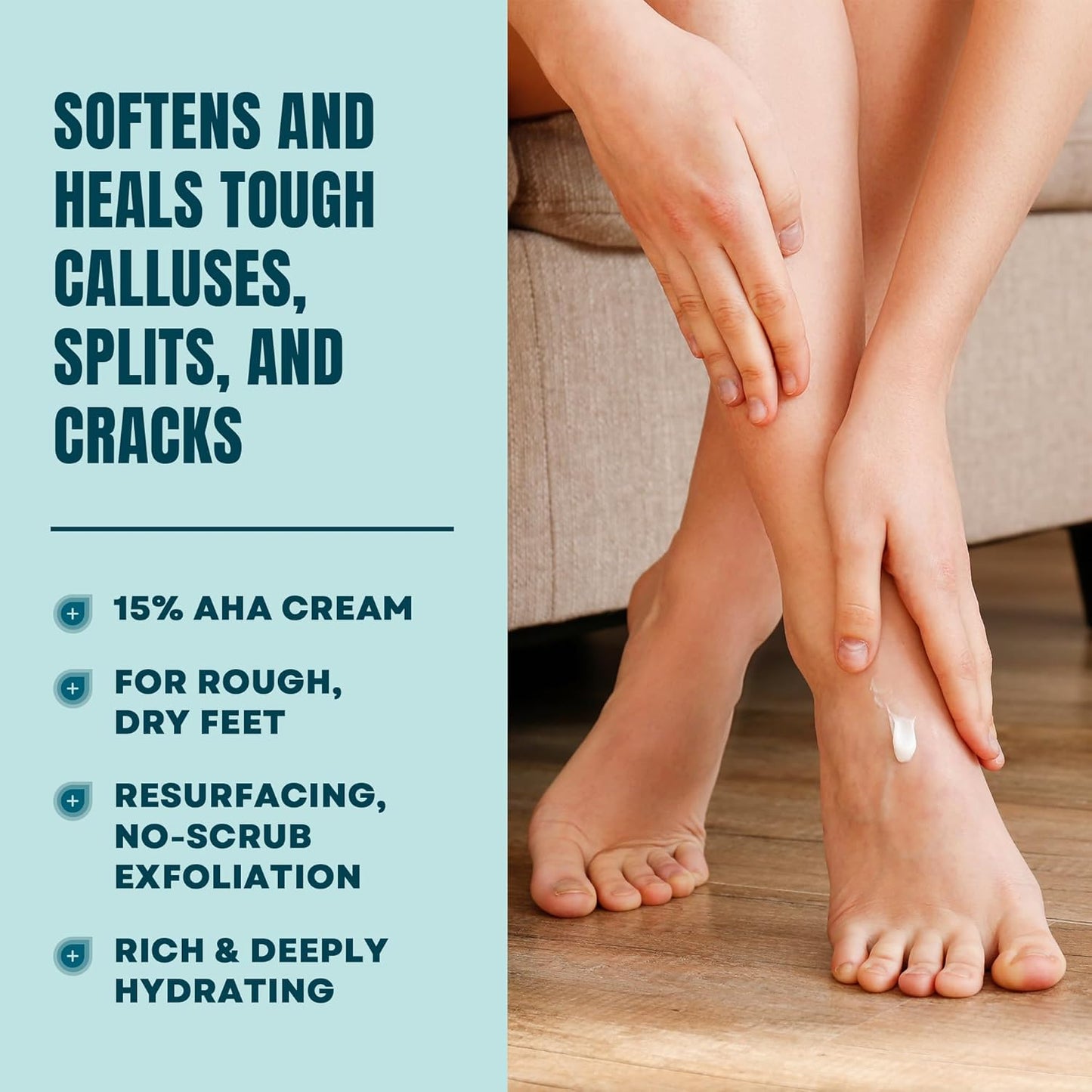 AmLactin Foot Repair Cream - Therapeutic Moisturizer for Dry, Cracked Heels - 15% Lactic Acid AHA - 3 oz