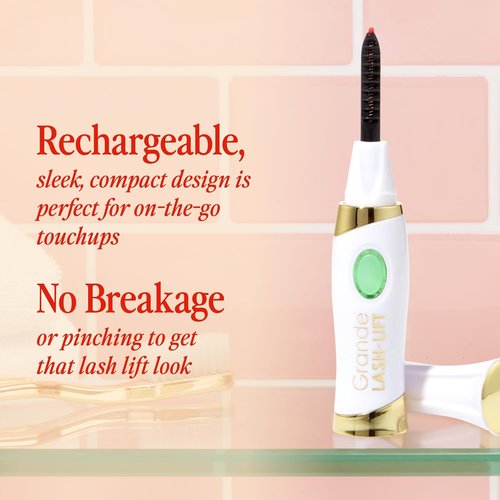 Grande Cosmetics LASH-LIFT Heated Lash Curler - Rechargeable & Travel-Friendly with 2 Heat Settings - White