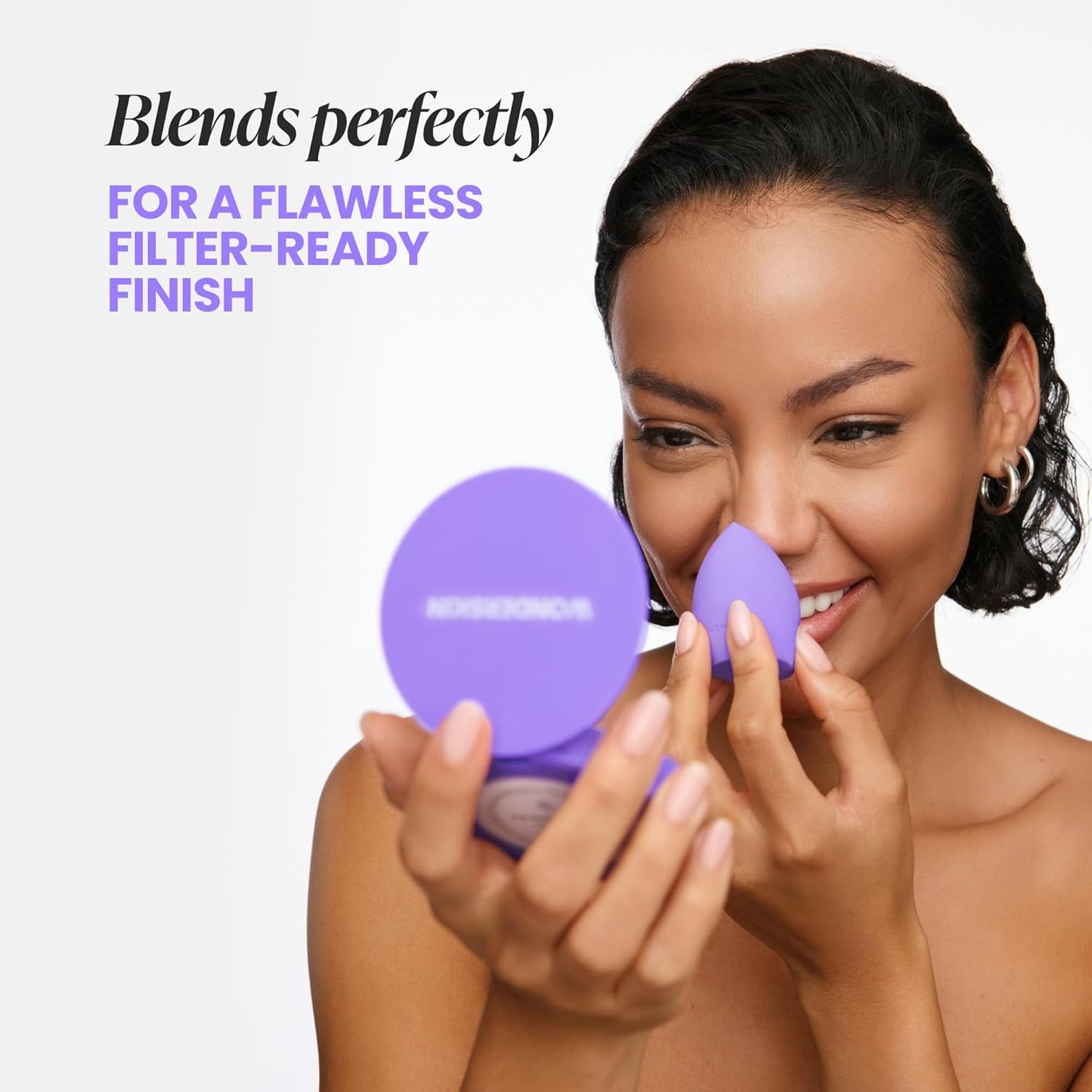 Wonderskin Curve Blender - Ergonomic Makeup Sponge for Seamless Blending & Contouring | Ideal for Foundation, Creams & Powders