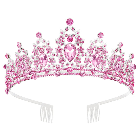 WHAVEL Pink Crown Baroque Queen Crown Tiaras for Women Princess Rhinestone Crown Hair Accessories for Birthday Wedding Tiaras and Crowns Prom Party Jewelry for Women Girls