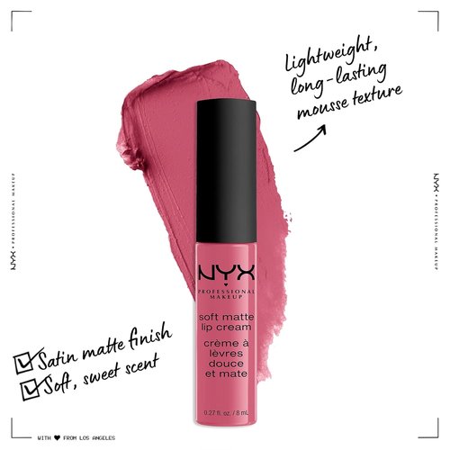NYX PROFESSIONAL MAKEUP Soft Matte Lip Cream - Lightweight Liquid Lipstick in Milan (Dark Pink-Brown)