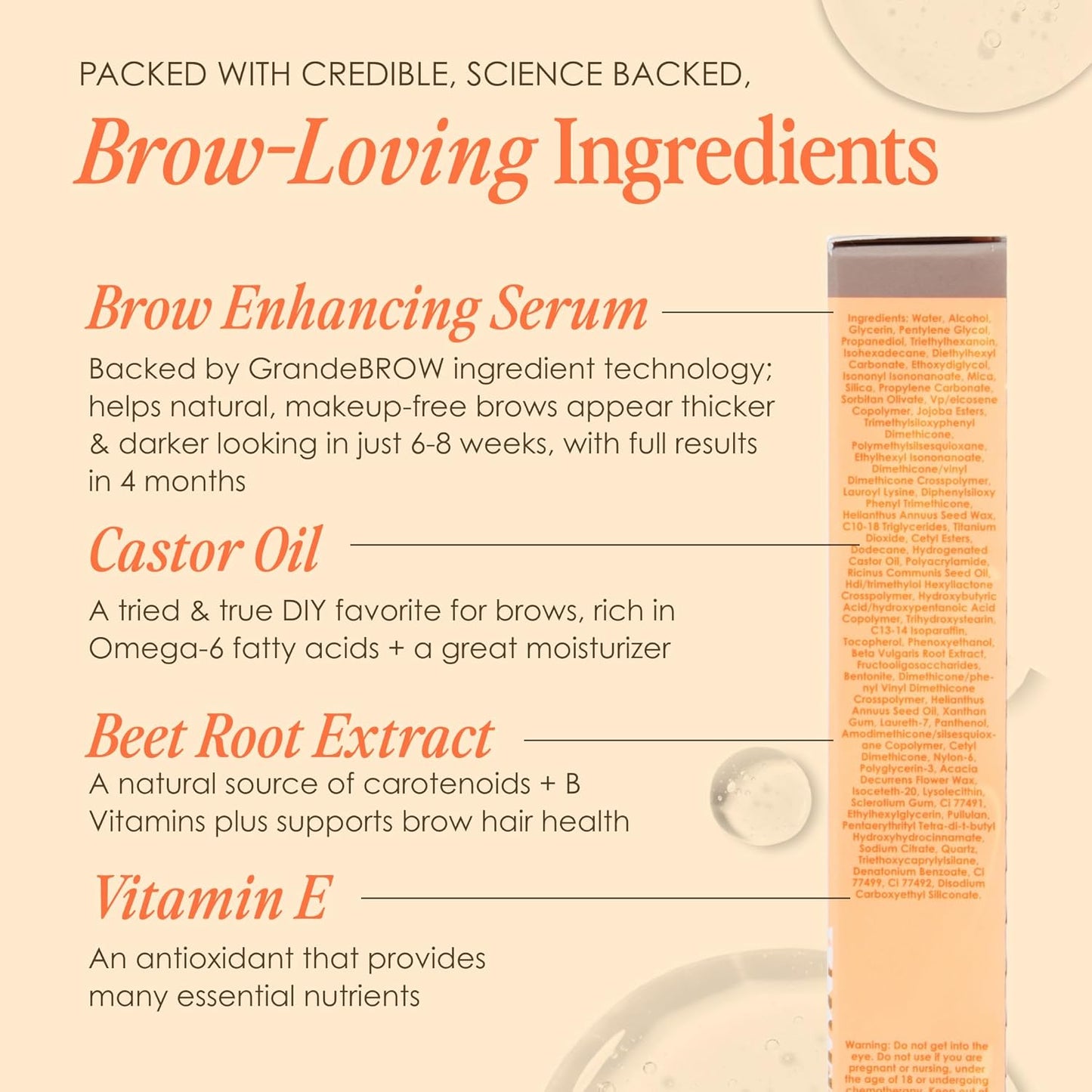 Grande Cosmetics GrandeBROW Tinted Brow Gel & Enhancing Serum - Thicker, Darker Brows with Castor Oil & Mini Fibers
