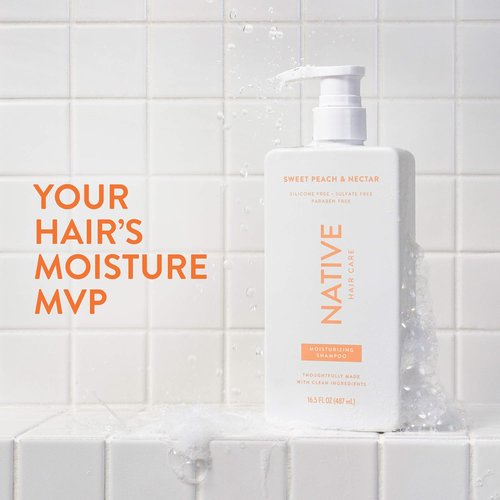 Native Moisturizing Shampoo - Sweet Peach & Nectar Scent | 16.5 Fl Oz Hydrating Formula