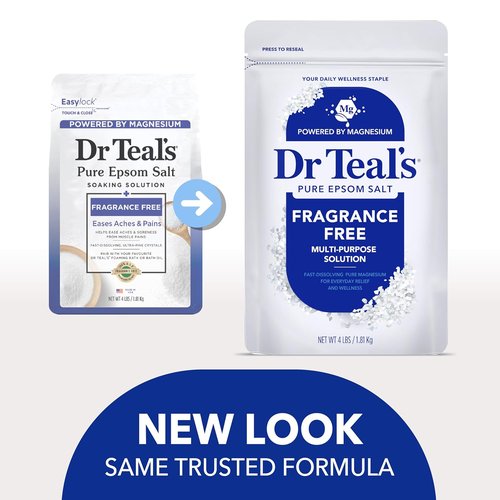 Dr Teal's Epsom Salt Magnesium Soak - Fragrance-Free Relaxation | 4 lbs for Stress Relief