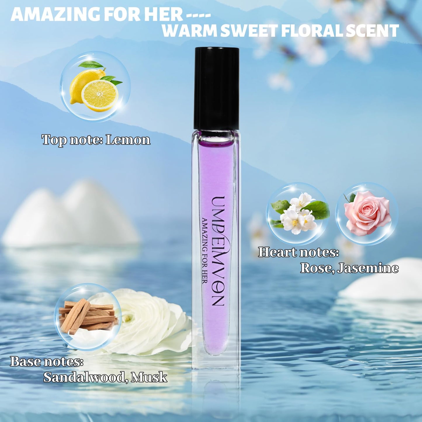 Umpeimvon Roll On Perfume Oils for Women Long Lasting, Pheromones Perfume Body Oil, Travel Size 0.33 Fl. Oz