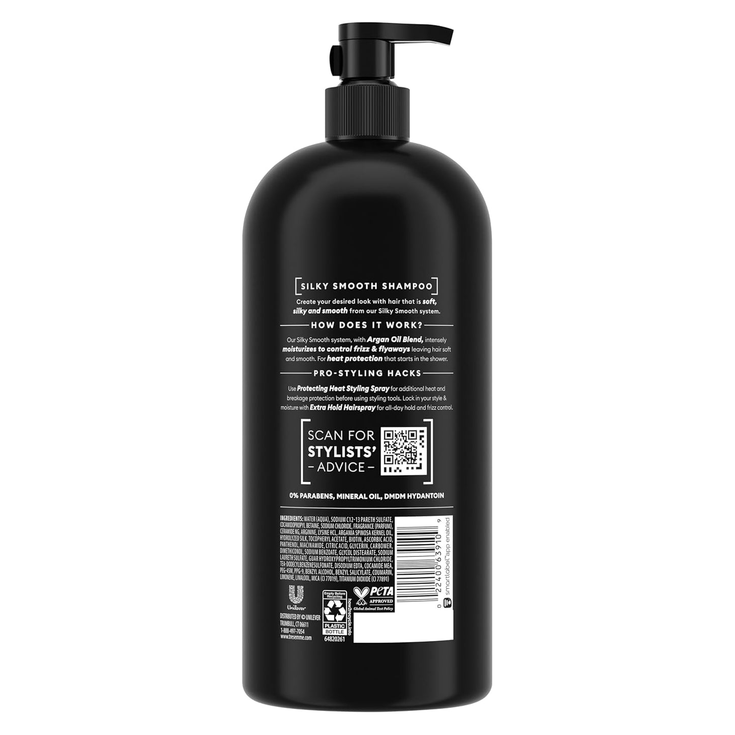 TRESemmé Smooth & Silky Shampoo - Nourishing Formula with Pump | 39 oz for Soft, Manageable Hair