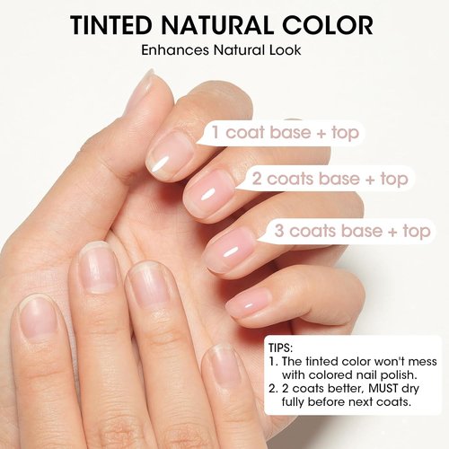 GELLEN Clear Nail Polish Base Coat - Ridge Filling Sheer Nude Tint for Smooth, Strengthened Nails | Nourishing Formula with Shea Butter & Vitamin E