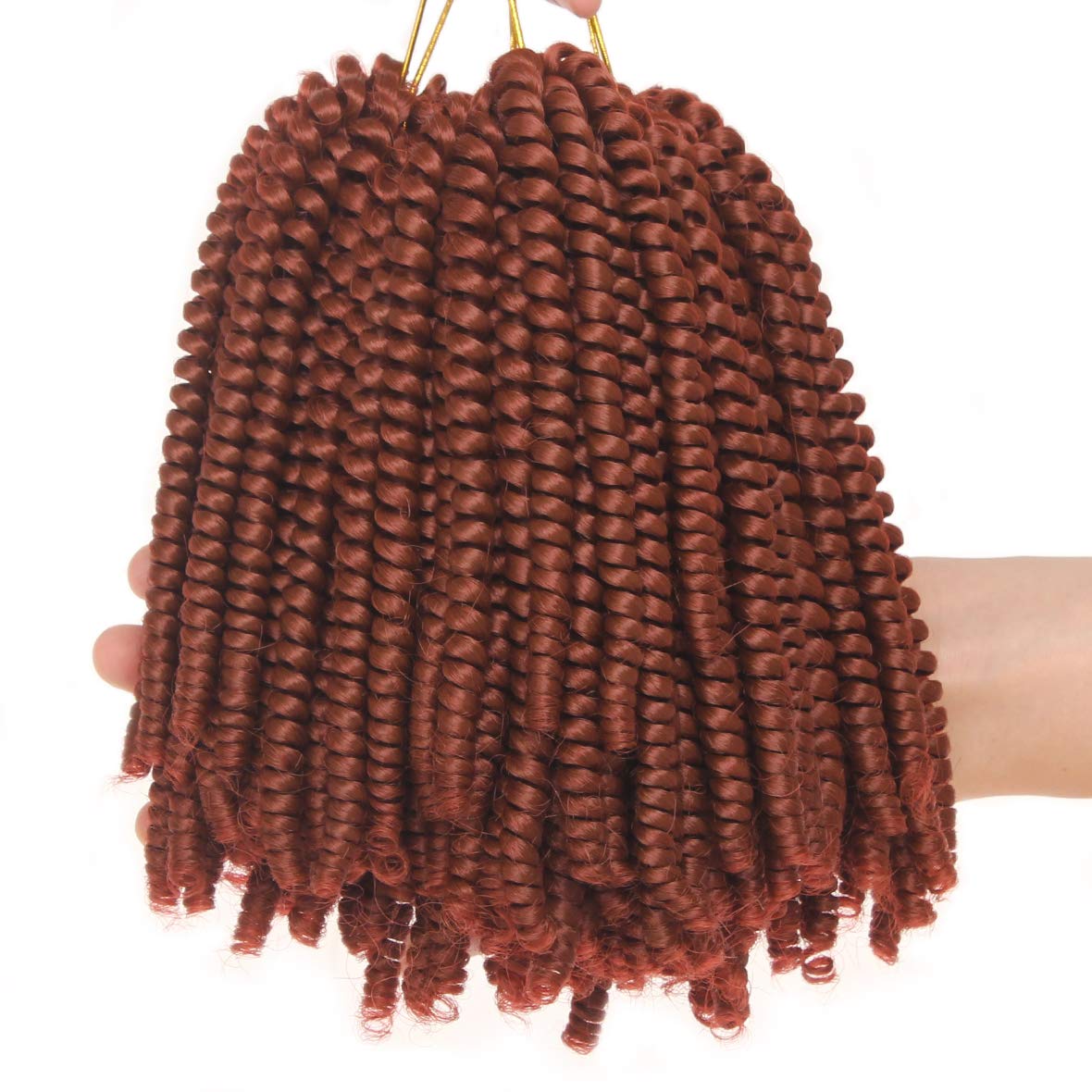 Xtrend 90strands Copper Red Spring Twist Crochet Braids Hair for Distressed Butterfly Locs 8 Inch Fluffy Twist Hair Synthetic Braiding Hair Extensions for Women 350#