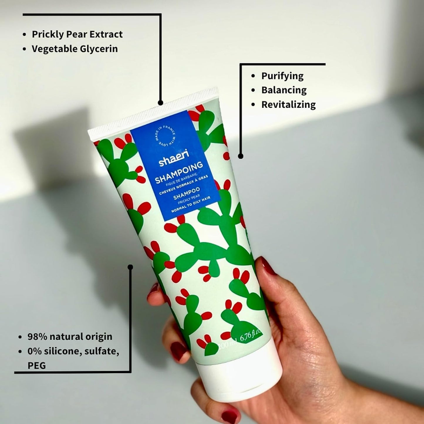SHAERI Purifying Shampoo - Clarifying Formula for Normal to Oily Hair - Hydrating & Silicone-Free - 6.76 oz