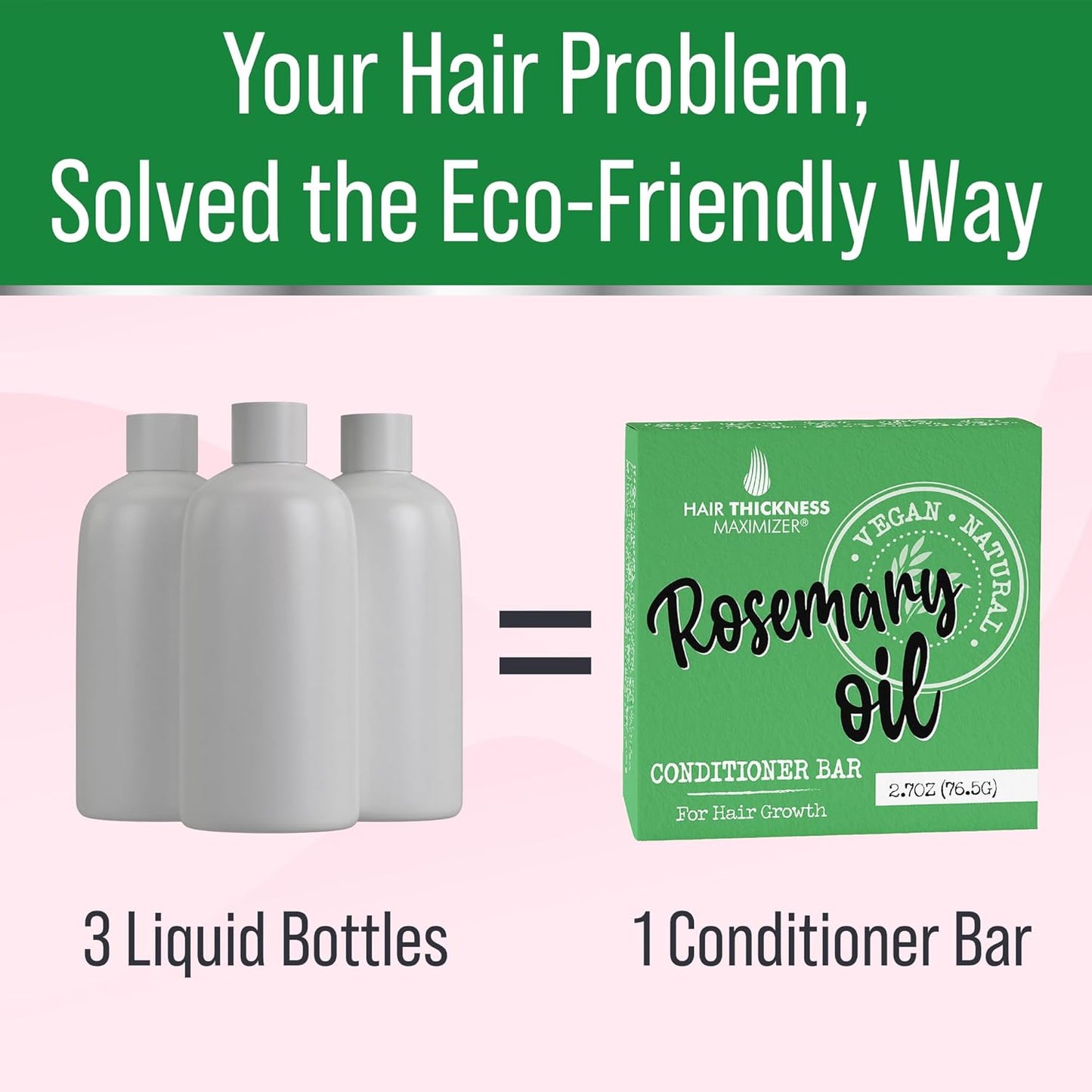 Skiennix Rosemary Oil Conditioner Bar - Eco-Friendly, Vegan Hair Growth Solution | 3 Liquid Bottles Equivalent