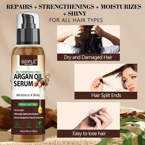 **Argan Oil | Protein Hair Serum - Nourishing & Moisturizing Formula for Frizz Control & Shine**