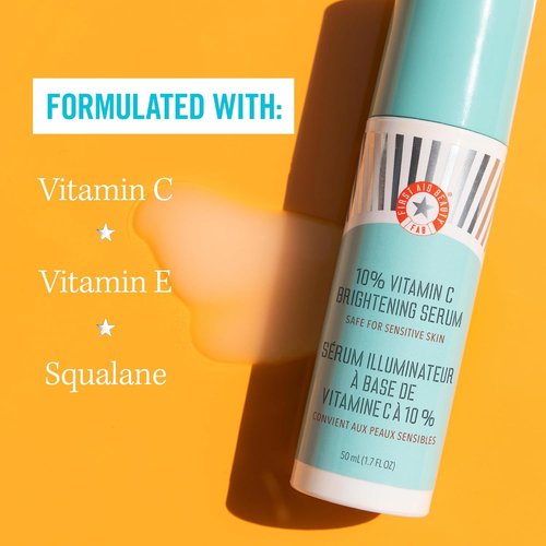 First Aid Beauty - 10% Vitamin C Brightening Serum | Daily Dark Spot Treatment with Squalane & Vitamin E, 1.7 oz