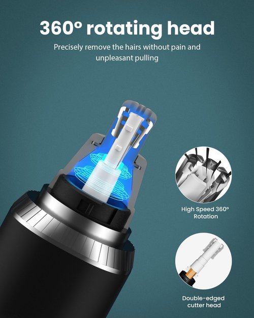 Ear & Nose Hair Trimmer with LED Display for Men Women,Painless USB Rechargeable Eyebrow & Facial & Nose Hair Trimmer Clipper,Professional IPX7 Waterproof Dual Edge Blades