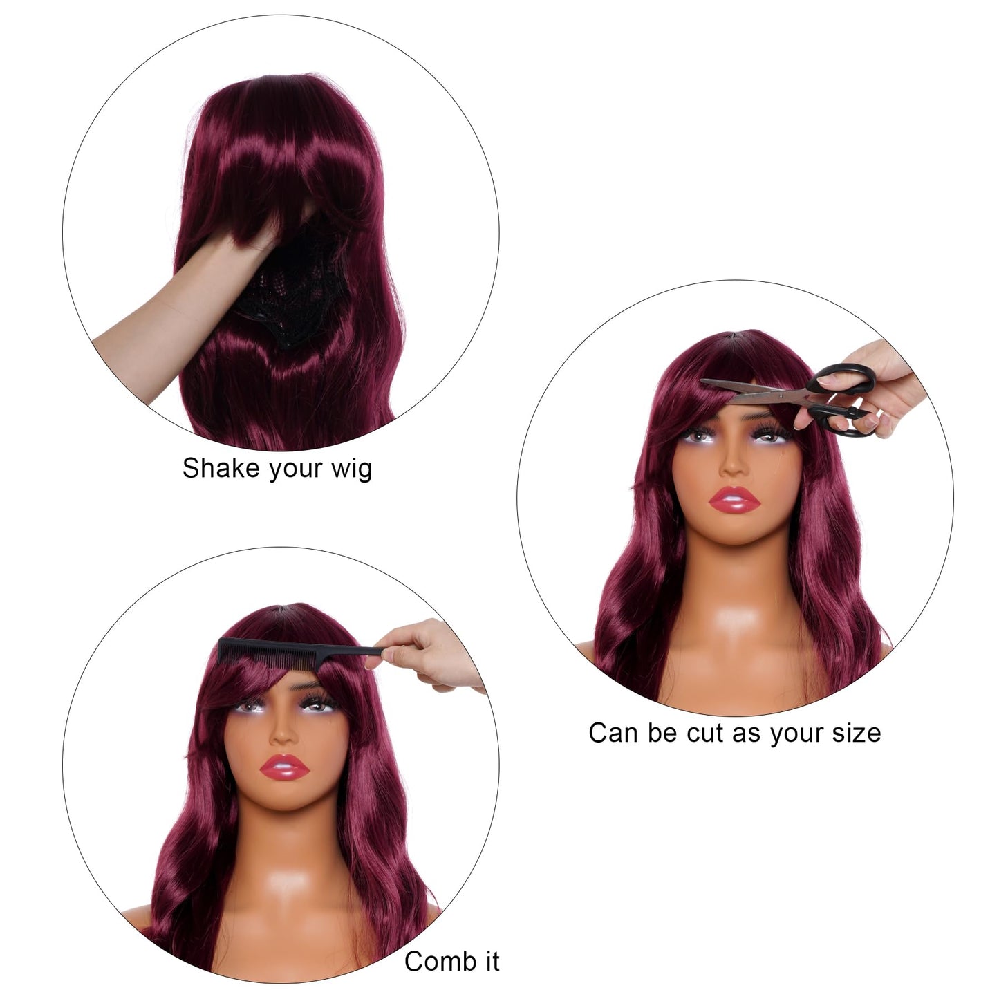 Rbenxia Curly Cosplay Wig Long Hair Heat Resistant Spiral Costume Wigs Anime Fashion Wavy Curly Cosplay Daily Party 32" 80cm (Burgundy Red)