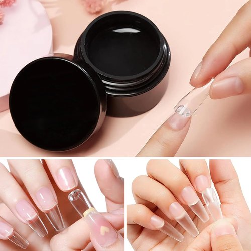 Solid Nail Glue Gel for Press On Nails Fake Nails Strong Clear Nail Tips Hard Gel for False Nails Nail Art DIY Home, UV Light Cured (Solid Glue for False Nail Tips, 15ml)