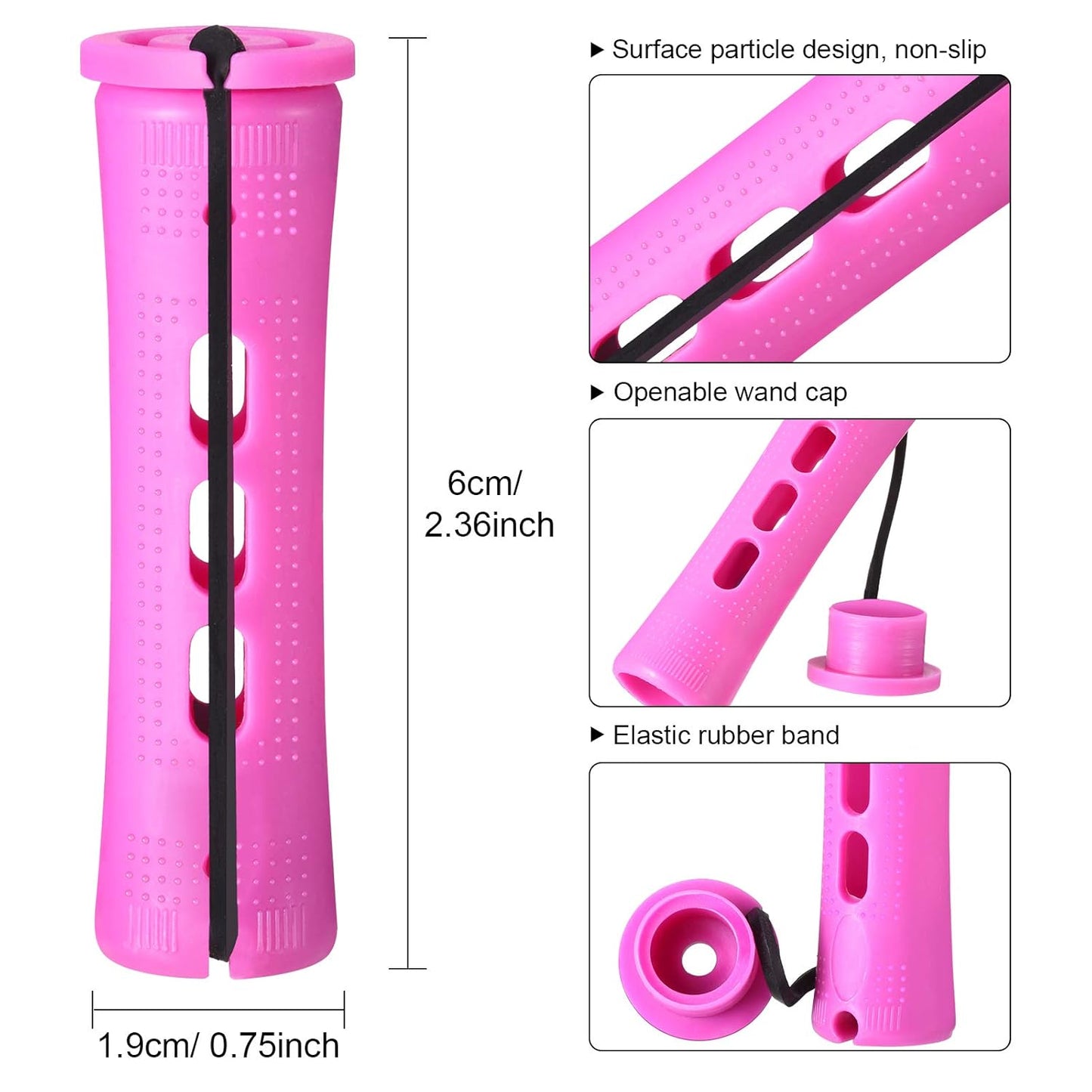 WILLBOND 60 Pcs Short Perm Rods - Non-Slip Plastic Hair Perming Kit for Women | 0.75 Inch, Purple