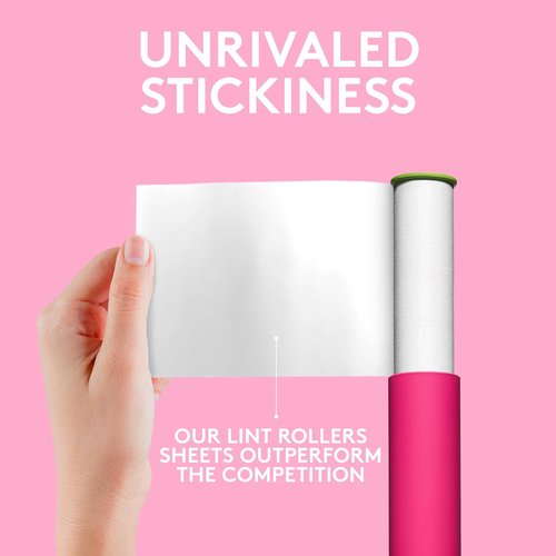 Flint Classic Mini Lint Roller - Portable Pink Design with 90 Extra Sticky Sheets | Ideal Pet Hair Remover
