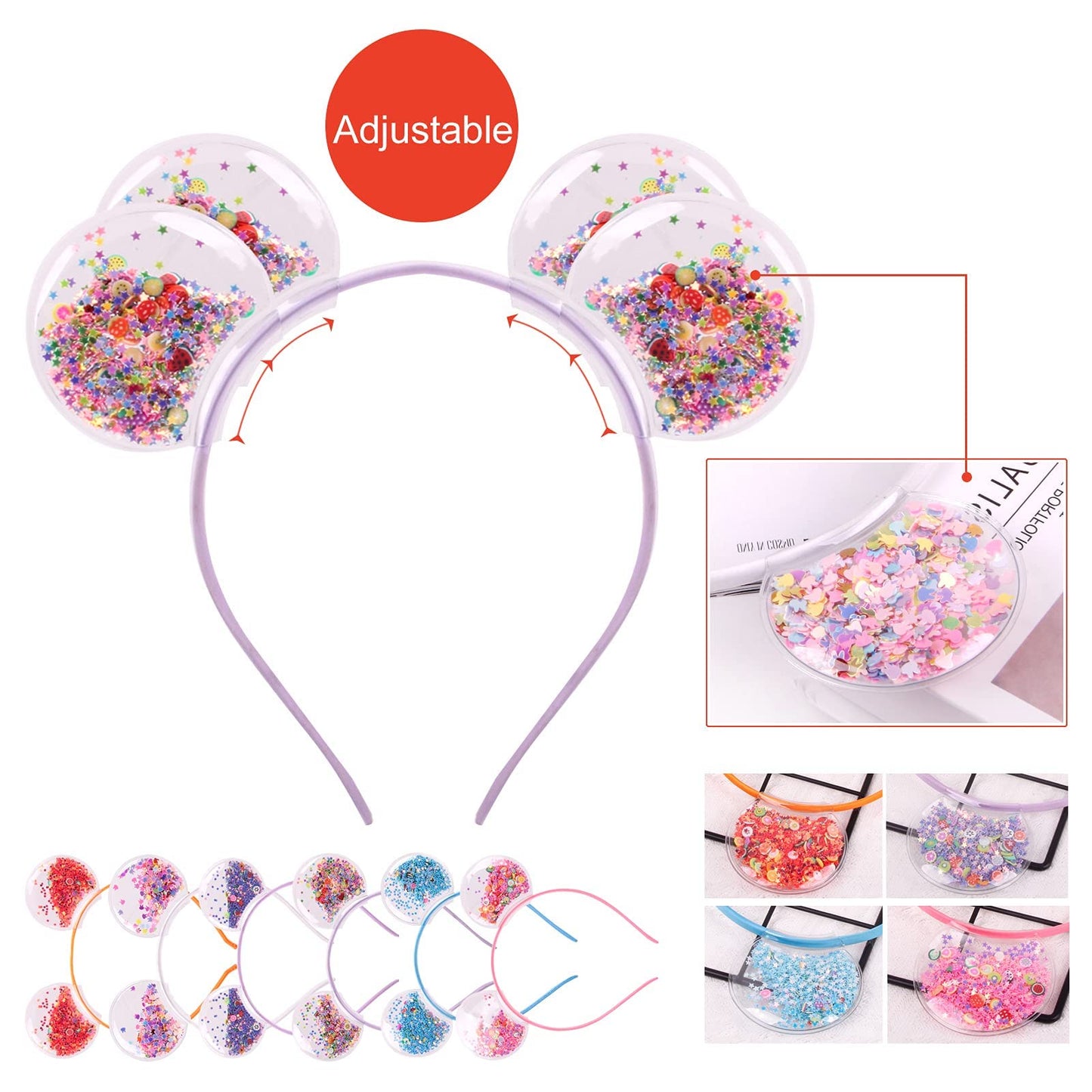 Jaqakid 6 PCS Mouse Ears Headbands for Girls and Women Cute Cat Ears Headband Set Kids Hair Accessories for Birthday Christmas Gift Daily Wearing Party Decoration