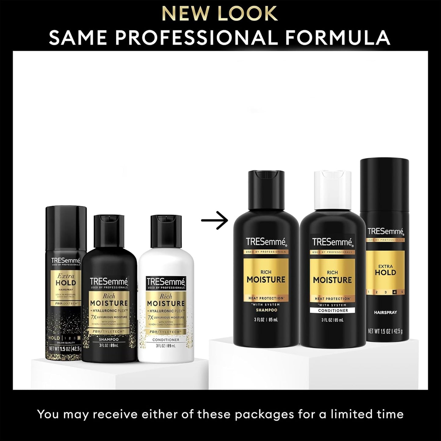 TRESemmé Travel Essentials Hair Care Set - Rich Moisture Shampoo, Conditioner & Hairspray for Heat Protection