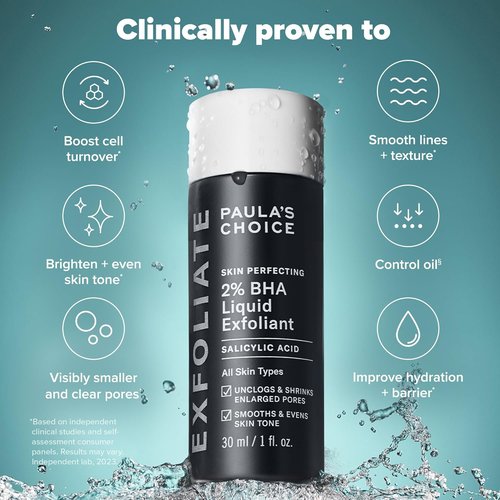 Paula's Choice SKIN PERFECTING 2% BHA Liquid Exfoliant - Salicylic Acid Facial Exfoliator, 1oz | Pore Reducing Toner with Niacinamide, 1oz