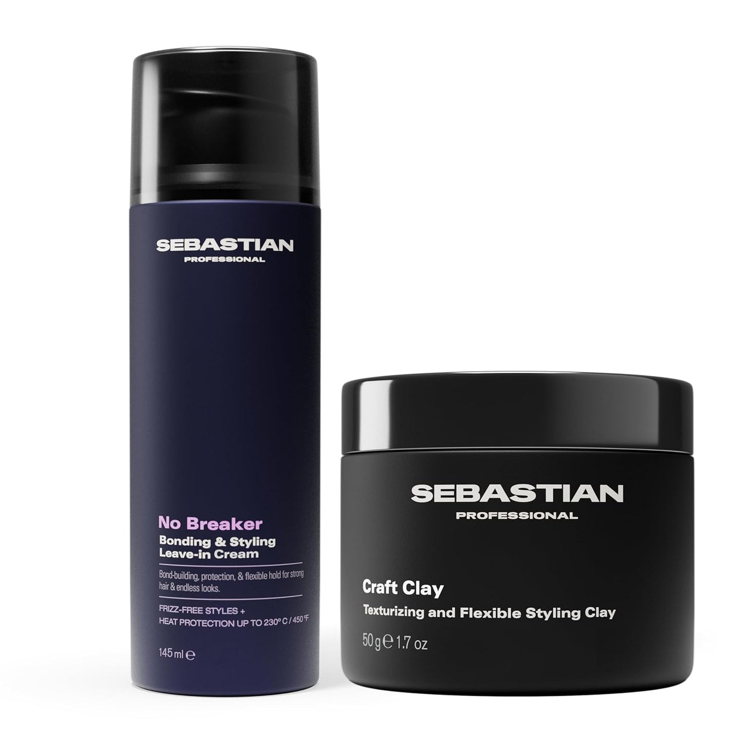 Sebastian Professional No.Breaker Bonding & Styling Leave-In Cream 4.9 oz | Craft Clay 1.7 oz - Ultimate Hair Care Set