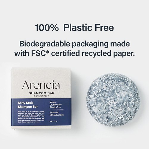 ARENCIA Salty Soda Shampoo Bar - Natural Cleansing & Nourishing Formula | Eco-Friendly & Travel Size