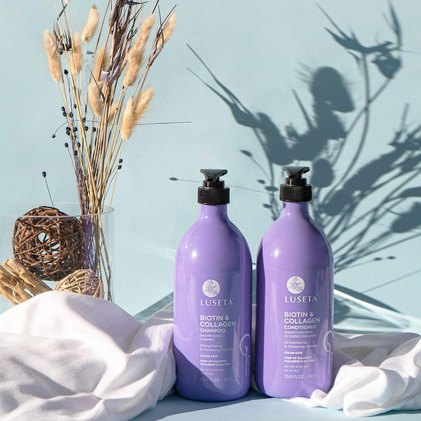 Luseta Hyaluronic Acid Moisturizing Shampoo & Conditioner Set for Dry and Damaged Hair, Sulfate Free Shampoo and Conditioner for Women Infused with Argan Oil and Shea Butter Paraben-Free2 x 16.9oz