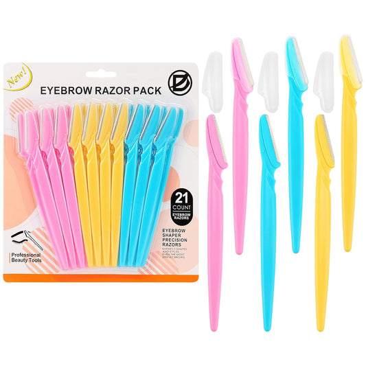 Skiennix 21-Piece Eyebrow Razor Set - Precision Dermaplaning Tool for Men & Women | 3 Color Options